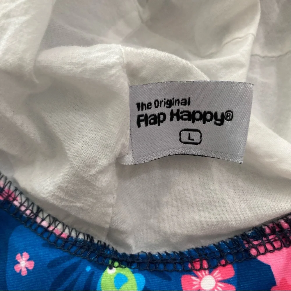 Flap Happy Kids L Sun Hat Dolphins Rainbows‎ Sea Life Print UPF Beach Cap